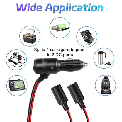2 Way Car Cigarette Lighter Socket Splitter Accessory with Switch DC 12V-24V Chargers Adapter LED