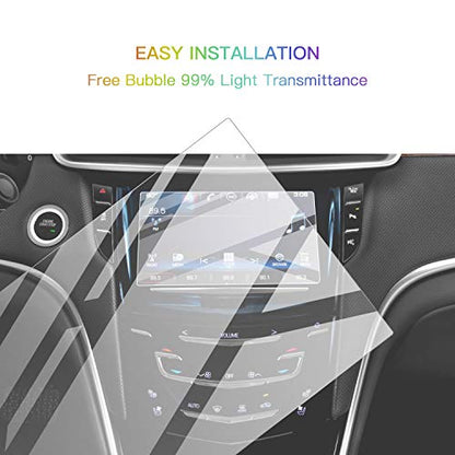 SKTU Screen Protector Foils for 2015-2019 Cadillac XTS CUE infotainment interface 8In Navigation Display Tempered Glass 9H Hardness Anti Glare HD Clear Chevrolet LCD GPS Touch Screen Protective Film - color: 2015-2019 XTS 8In