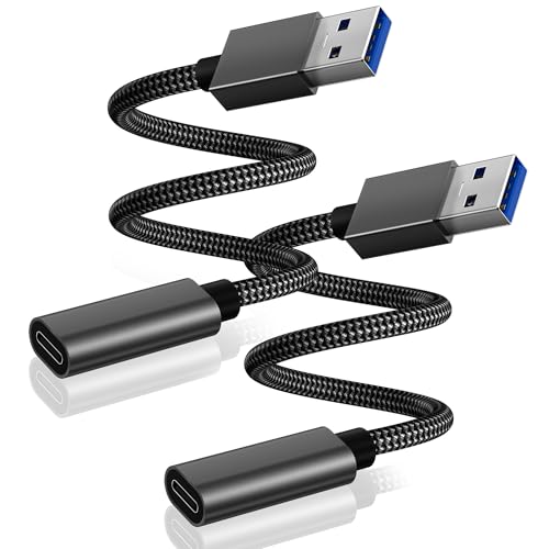 Basesailor USB 3.0 to USB C Adapter 0.75FT 2Pack,USBC Female to USB A Male - color: Black, size: 0.75FT