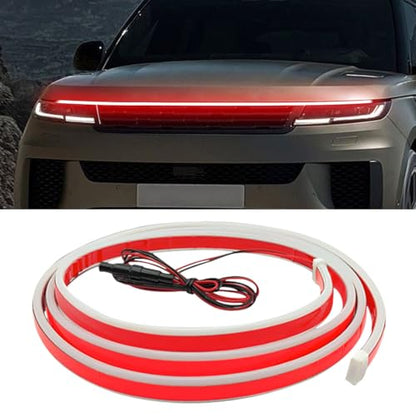 71 Inch Exterior Car LED Hood Light Strip, Red - color: Red