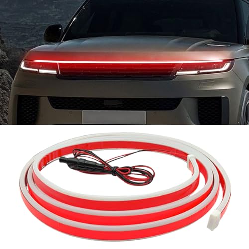 71 Inch Exterior Car LED Hood Light Strip, Red - color: Red