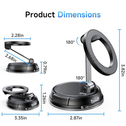 ANDERY Car Phone Holder for Magsafe [78+LBS Strongest Suction & 2400gf Strongest Magnetic] 360° Adjustable Car Phone Mount, Phone Holders for Your Car for iPhone 17-12 Pro Max Plus Air, Carbon Fiber - color: Carbon Fiber