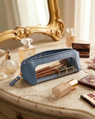 LETGO Clear Makeup Bag for Kids,Cute Makeup Bag for Women(Slim, Blue) - color: Blue, style: Slim
