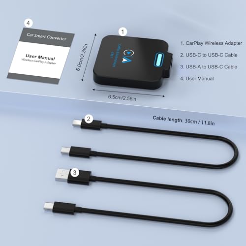 Android Auto & CarPlay Wireless Adapter - 2 in 1 Wireless for iPhone & Android, Plug & Play for Factory Wired Cars - Supports iOS 10+ - style: 2 in 1 Wireless CarPlay