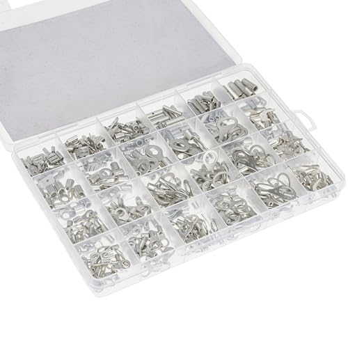 Electrical Wire Connectors, 410 PCS AWG 22-16 16-14 12-10 Gauge Non-Insulated Butt Spade Ring Terminal Lug Crimp Connectors Assortment Kit