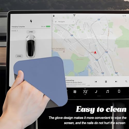 Car Screen Cleaner, Square Microfiber Vehicle Touchscreens Cleaning Cloth, Foldable Scratch-Free Auto Screen Cleaning Wipe, Universal Fit (Blue Gray) - color: Blue Gray