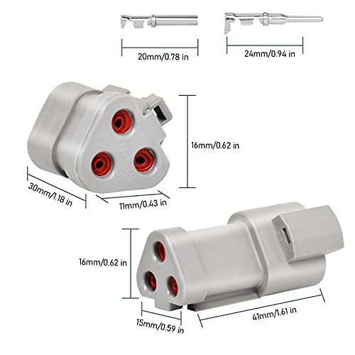 5 Kit 3 Pin Way Deutsch DT Series Connector, 16-20 AWG Waterproof Electrical Wire Plug, DT04-3P DT04-3S DT Kit - size: DT 3pin Without wires