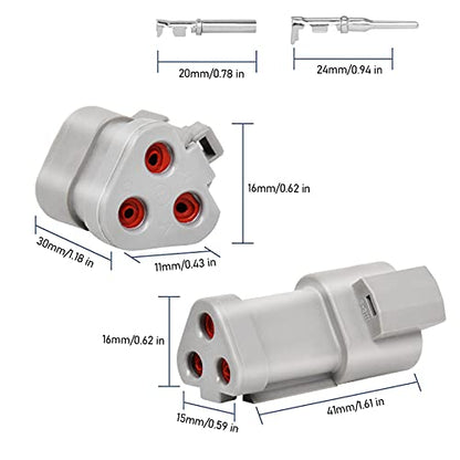 5 Kit 3 Pin Way Deutsch DT Series Connector, 16-20 AWG Waterproof Electrical Wire Plug, DT04-3P DT04-3S DT Kit - size: DT 3pin Without wires