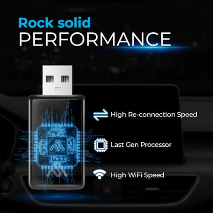 Wireless CarPlay Adapter for iPhone & Android Auto – Plug & Play, Fast Auto-Connect, Compatible with Factory Wired CarPlay, Stable Dual-Band Connection – AutoSky WUA-8PRO