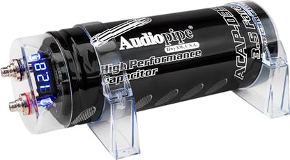 Audiopipe ACAP-D3500 Car Audio 24 Volt Surge Power 3.5 Farad Capacitor Kit for Car Stereo Amplifier with Digital Display and Electronic Protection, Black (3.5 Farad) - style: 3.5 Farad