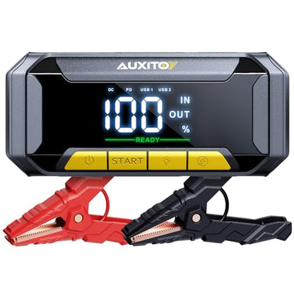 AUXITO 8000A Portable Jump Starter for All Gas/12L Diesel, 20000mAh Car Battery Booster Jump Pack, Jump Box for Car with 60W Fast Charging, LCD Screen Display, 700LM LED Light - size: 8000A
