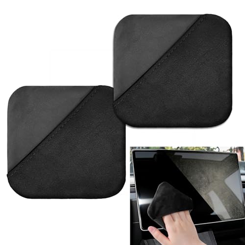 Car Screen Cleaner, Foldable Touch Screen Cleaner Cloth, Microfiber Cleaning Pad Car Cleaning Wipes, Auto Accessories Touchscreen Cleaner Cloths for Vehicles (Square/Black Grey, 2PCS) - color: Square/Black Grey, size: 2PCS