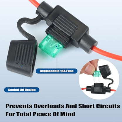 16.4 FT 16AWG Starlink Mini Direct Battery Power Cable [No Boost Converter Needed] Waterproof Starlink Mini Power Cable with 15A Fuse, Starlink Car Adapter – Direct to Car, RV, or Marine Battery - size: 5M