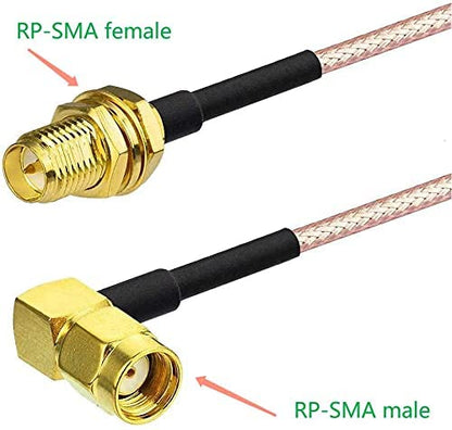 Bingfu WiFi Antenna Extension Cable (2-Pack) RP-SMA Male Right Angle to RP-SMA Female Bulkhead Mount RG316 Cale 30cm 12 inch for WiFi Router Security IP Camera Monitor Mini PCIE Card - color: 12 inch / 30cm Right Angle