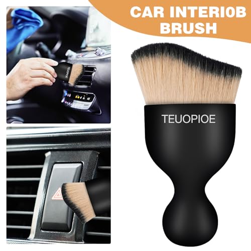 Car Detailing Brush for Interior Dusting and Air Vents,BK Brown - color: Brown Black