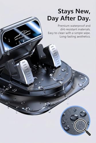 360 Degree Rotation Car Dashboard Phone Holder, Anti-Slip Navigation Bracket, Auto Self-Adhesive Cell Phone Mount, Universal Car Accessories for Most Smartphones (Black)