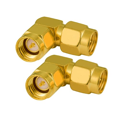 2PCS SMA Adapter SMA Male to Male Adapter Right Angle 90-Degree SMA 4G LTE Antenne Adapter RF Coaxial Coax Adapter for Jack 2G 3G 4G Antenne Router WiFi Wireless WLAN Network