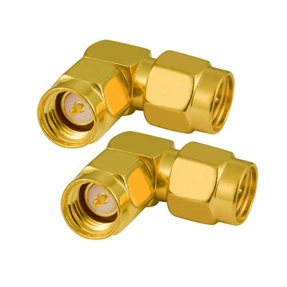 2PCS SMA Adapter SMA Male to Male Adapter Right Angle 90-Degree SMA 4G LTE Antenne Adapter RF Coaxial Coax Adapter for Jack 2G 3G 4G Antenne Router WiFi Wireless WLAN Network