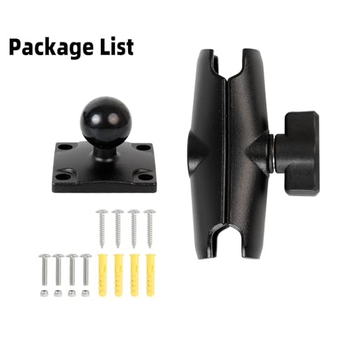 Medium Double Socket Arm with 1" Ball AMPS 4-Hole Square Plate Base, Aluminum Alloy Arm&Drill Base, Compatible with RAM Mounts 1" Ball Components, for Car Truck Boat - style: Square Base w 3.54" Arm