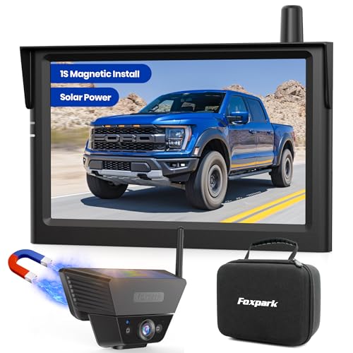 Solar Magnetic Wireless Backup Camera with 5 Inch Anti-Glare 1080P Screen - size: 5 inch