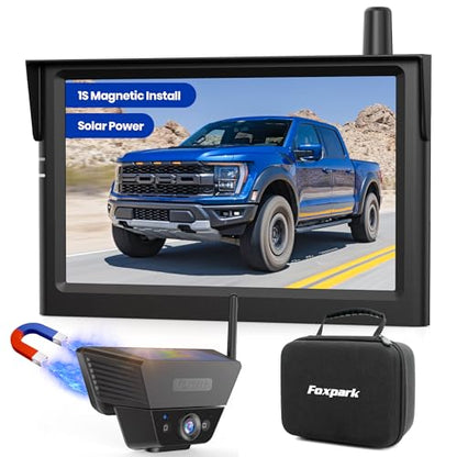 Solar Magnetic Wireless Backup Camera with 5 Inch Anti-Glare 1080P Screen - size: 5 inch