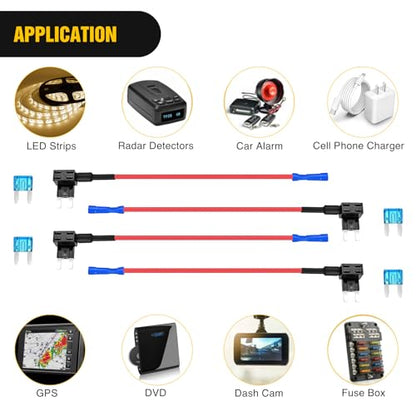 Nilight Fuse Holder Add-a-circuit Fuse TAP Adapter Mini ATM APM Blade Fuse Holder-10 Pack , 2 years Warranty - color: 10Pcs Mini