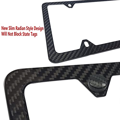 BGGTMO Real Carbon Fiber License Plate Frame, Stainless Steel Base, 1 Pack - color: Real Carbon Frame-4 Holes
