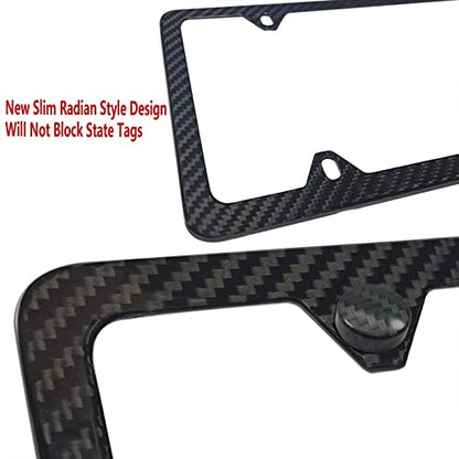 BGGTMO Real Carbon Fiber License Plate Frame, Stainless Steel Base, 1 Pack - color: Real Carbon Frame-4 Holes