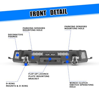 Nixon Offroad Modular Steel Front Bumper For 2019-2023 Ford Ranger - style: 1A+102