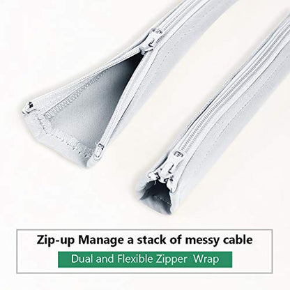 StangH Office Cable Management kit with Zipper 19 Inch, 4 Pieces -White - color: Greyish White, size: 19"L x 3.5"W-4PACKS