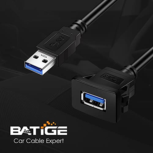 Square Single Port USB 3.0 Panel Flush Mount Extension Cable 3ft - size: 3ft