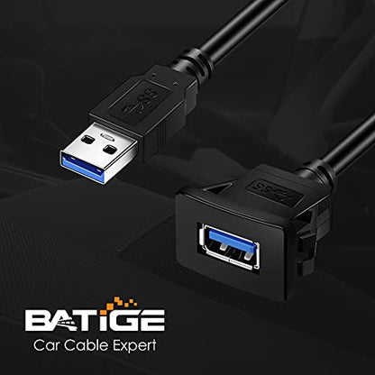 Square Single Port USB 3.0 Panel Flush Mount Extension Cable 3ft - size: 3ft