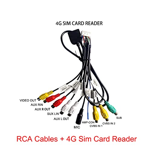 Car Stereo Radio 4G RCA USB CAM in Cable GPS Antenna Wire Harness Kit for 9'' or 10'' Aftermarket Android Headunit with 16pin Power Socket 20pin RCA Port