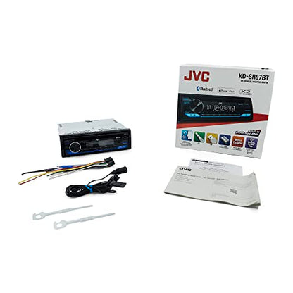 JVC KD-SR87BT Single DIN Car Stereo with CD Player & Bluetooth, 200W Digital Stereo Receiver, Dual Phone Connection, 13-Band EQ, AM/FM Radio, 1.5A USB & AUX, High Contrast LCD, Spotify Control - style: New Single Din Receiver + CD Player