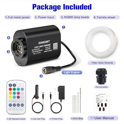 6W Mini Size Twinkle 575pcs of (0.03+0.04+0.06in)*13.1ft Starlight Headliner Kit, Star Lights for Car with Bluetooth APP/Remote Control/Music Effect, RGBW Fiber Optic Lights for Home Ceiling - size: 575pcs of (0.03+0.04+0.06in)*13.1ft