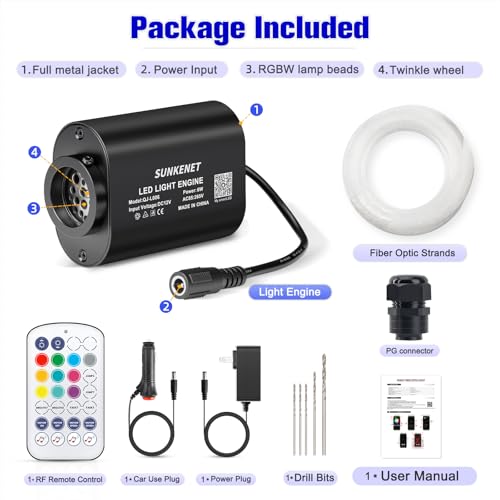 6W Mini Size Twinkle 150pcs*0.03in*6.5ft Starlight Headliner Kit, Star Lights for Car with Bluetooth APP/28key Remote Control/Music Effect, RGBW Fiber Optic Lights for Home Ceiling - size: 150pcs*0.03in*6.5ft