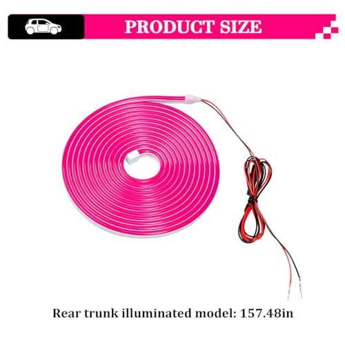 Car Trunk LED Strip Lights, 4M Dynamic Flowing Vehicle Trunk Ambient Strip Light, Flexible Waterproof Auto Neon Lighting Accessories, Universal for SUV Truck Motorcycle (Pink) - color: Pink