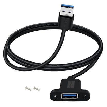 Panel Mount USB A 3.0 Extension USB Panel Mount Cable 5Gbps Data Transmit and Power Supply for Laptops PC, Car Boat Dashboard Panel (USB A, 1 m/ 3.3 ft) - color: USB A, size: 1 M/ 3.3 Ft