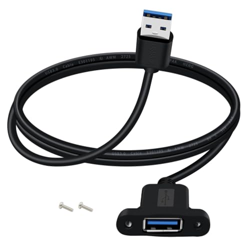 Panel Mount USB A 3.0 Extension USB Panel Mount Cable 5Gbps Data Transmit and Power Supply for Laptops PC, Car Boat Dashboard Panel (USB A, 1 m/ 3.3 ft) - color: USB A, size: 1 M/ 3.3 Ft