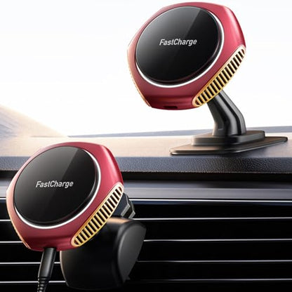 JOYMASS for MagSafe Car Mount Charger, 15W Zinc Alloy Fast Charging Magnetic Wireless Car Charger Phone Holders for Your Car Fits for iPhone 15 Pro Max Plus 14 13 12 Mini MagSafe Case - Red - color: RED