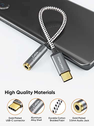 CableCreation USB C to 3.5mm Audio Adapter,0.33FT USBC to Headphone Adapter - style: USB C+3.5mm Audio (1-Port)