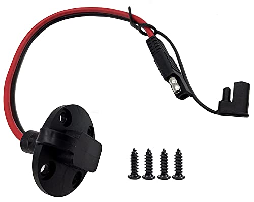 SAE Power Socket Sidewall Port, Flush Mount Plug Cable, Weatherproof Extension, with 4 Screws, for Automobile and Solar Panel (1Ft / 30CM)