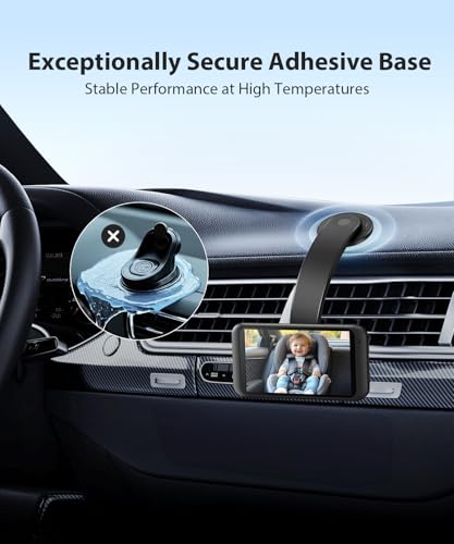 LUCKVIEW 17mm Ball Mount for Baby Car Camera - Adjustable Bendable Monitor Stand with Strong Adhesive Base, 360° Rotation, Fits Car Seat Monitor/Backup Camera/Dash Cam, Easy Install