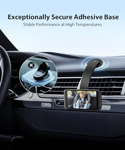 LUCKVIEW 17mm Ball Mount for Baby Car Camera - Adjustable Bendable Monitor Stand with Strong Adhesive Base, 360° Rotation, Fits Car Seat Monitor/Backup Camera/Dash Cam, Easy Install