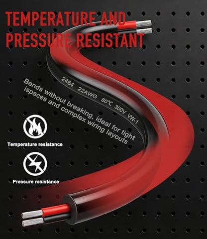 XINWANG 22AWG 2-Conductor Electrical Wire, UL2464, 26.25FT - size: 22AWG-2C(2x0.34mm²)-8M