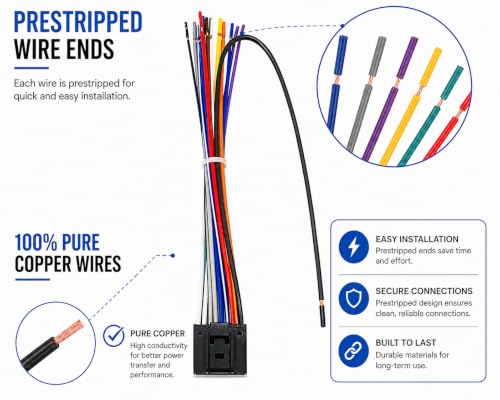 SCREENTRONICS Car Stereo Wire Harness Compatible Replacement for JVC KD-AR959BS KD-R320 KD-R330 KD-R370 KD-R660 KD-R960BTS KD-R980BTS KD-X50BT KW-AV50 KW-AV70BT KW-R920BTS KW-V120BT KW-V230BT Radio