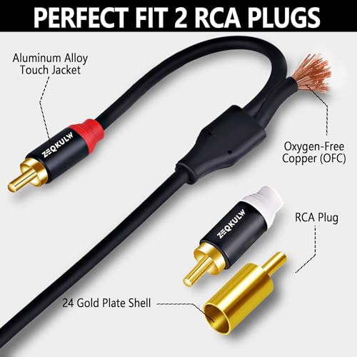 2RCA Audio Cable 3.3 ft 2RCA Male to 2RCA Male Stereo Audio RCA Cables Dual Shielded Gold-Plated 2 RCA Stereo Cable for car Audio Cord, Hi-Fi Systems or Home Theater - size: 3.3FT