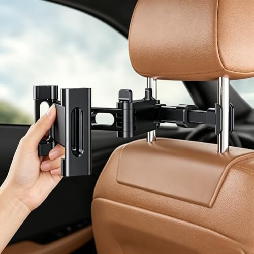 Telescopic Car Rear Pillow Phone Holder Tablet Car Stand Seat Rear Headrest Mounting Bracket for Tablet etc for iPhone Samsung (Black Retractable) - color: Black Retractable