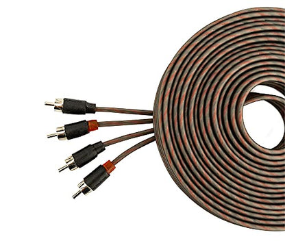 Alphasonik 17 Feet Premium 4 Channel Hyper-Flex RCA Interconnect Signal Patch Audio Cable with X-Radial Twist Wire Technology 100% Oxygen Free Copper Element Certified Multiple Applications FLEX-R44 - size: 17 Foot - 4 Channel