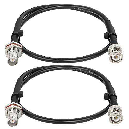 MOOKEERF 2PCS 50 ohm RG58 BNC Male to Female Coax Cable - 2FT Low Loss Antenna Extension for CB Radio, VHF Ham Radio, Wireless Microphone, CCTV, Amateur Radio - size: 2FT